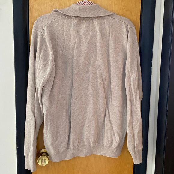 Report Collection Men’s Beige Pullover Sweater with Quarter Zip - Picture 3 of 6